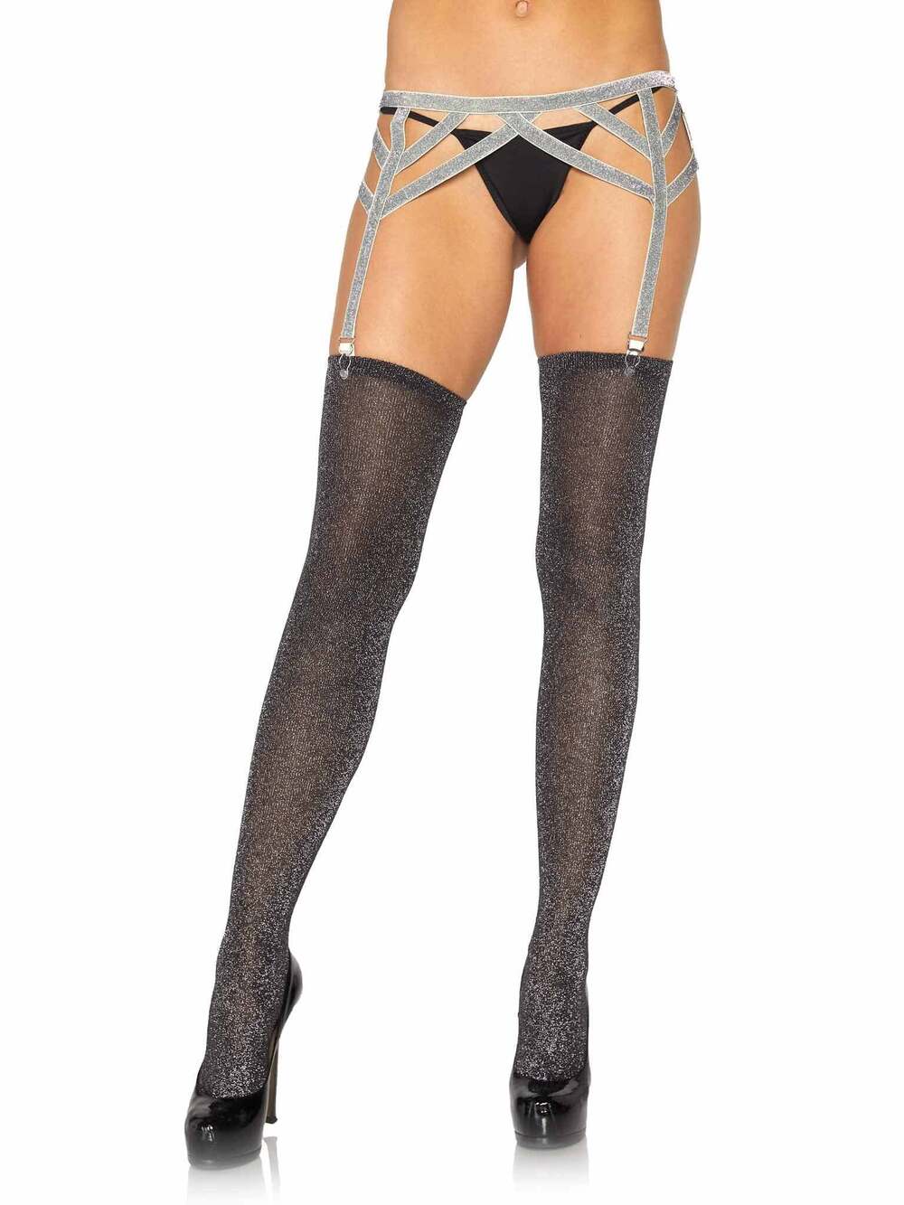 leg Avenue - Maddox Lurex Garter Belt - SILVER